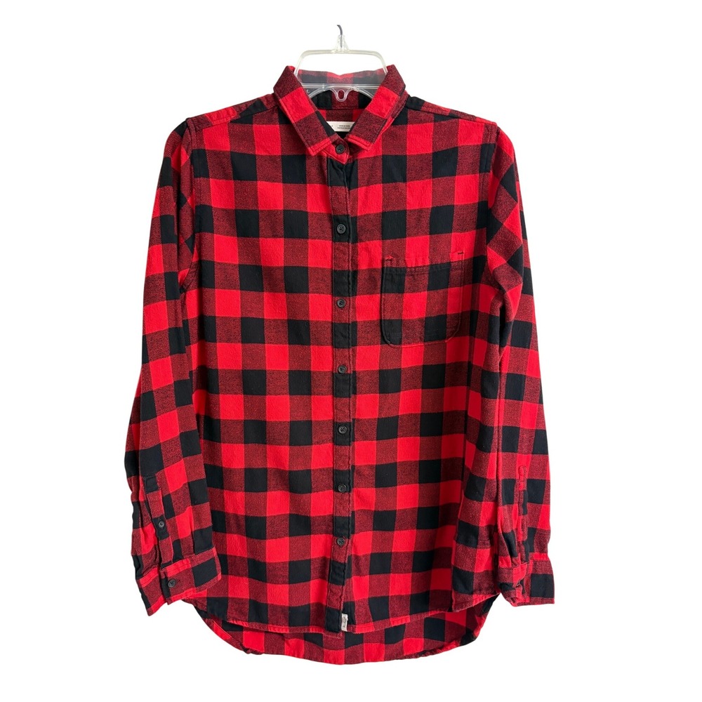 Woolrich Pemberton Red Black Buffalo Check Flannel Shirt‎ Organic Cotton Small